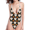 Ghost And Pumpkin Pattern Print One Piece High Cut Swimsuit