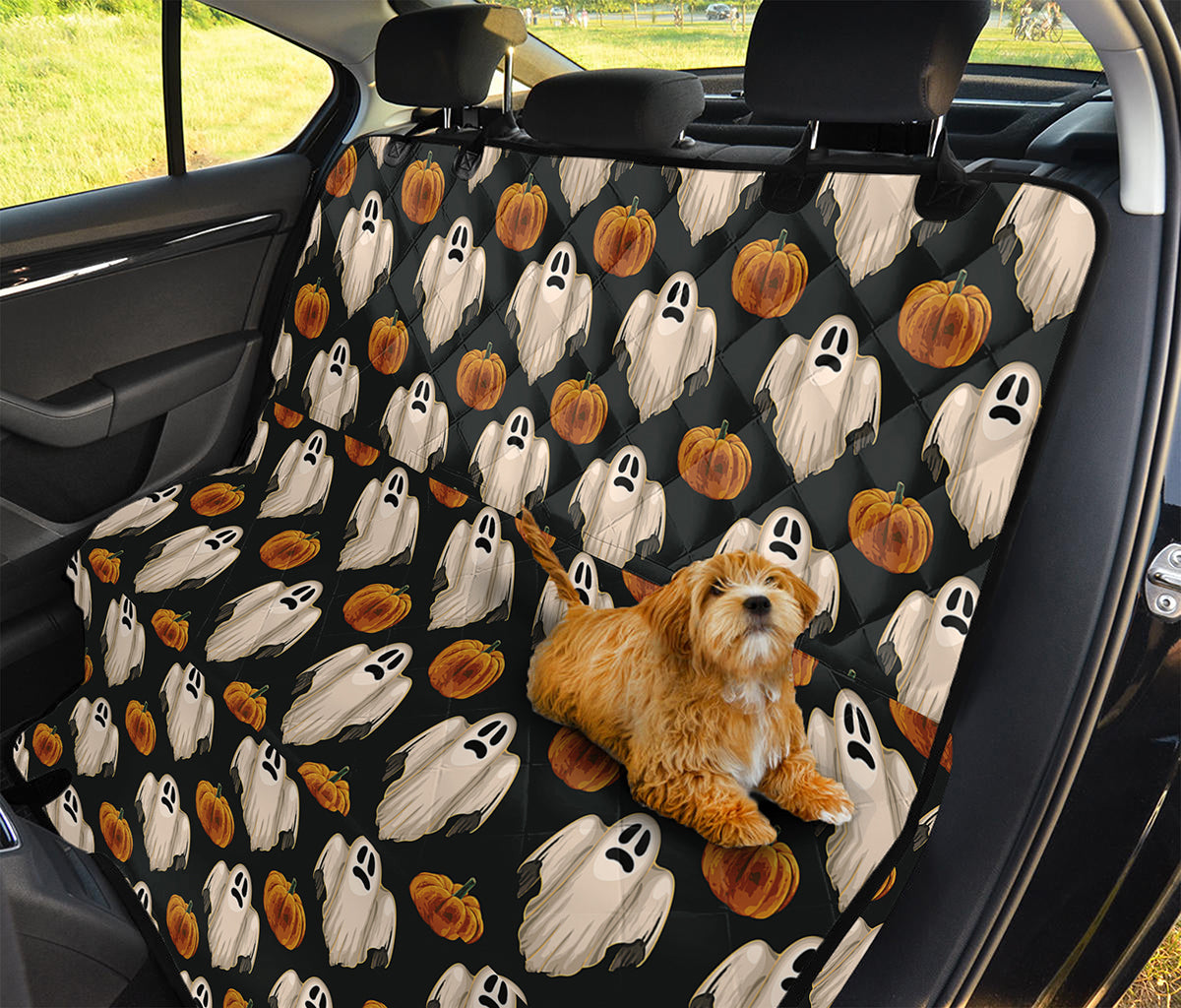 Ghost And Pumpkin Pattern Print Pet Car Back Seat Cover