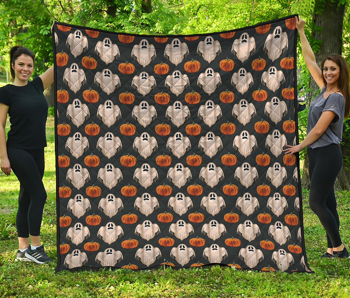 Ghost And Pumpkin Pattern Print Quilt
