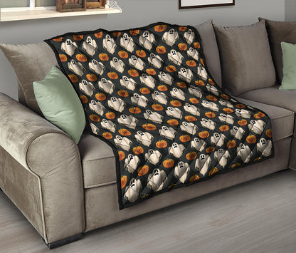 Ghost And Pumpkin Pattern Print Quilt