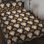 Ghost And Pumpkin Pattern Print Quilt Bed Set