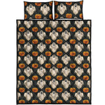 Ghost And Pumpkin Pattern Print Quilt Bed Set