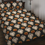 Ghost And Pumpkin Pattern Print Quilt Bed Set