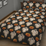 Ghost And Pumpkin Pattern Print Quilt Bed Set