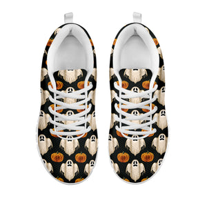 Ghost And Pumpkin Pattern Print White Sneakers