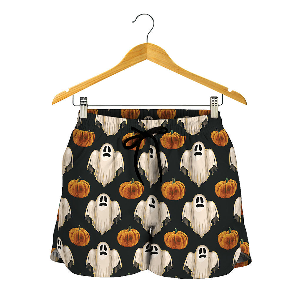 Ghost And Pumpkin Pattern Print Women's Shorts