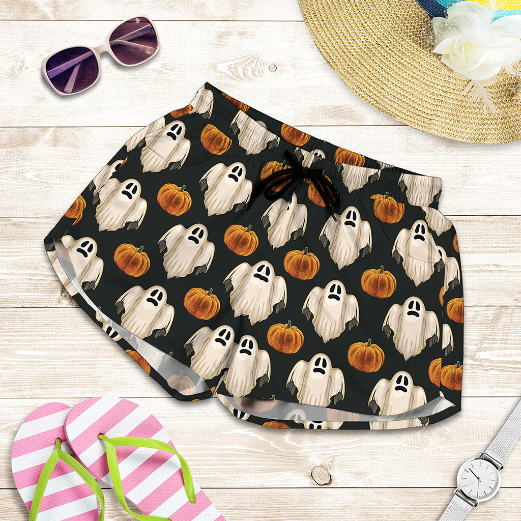 Ghost And Pumpkin Pattern Print Women's Shorts