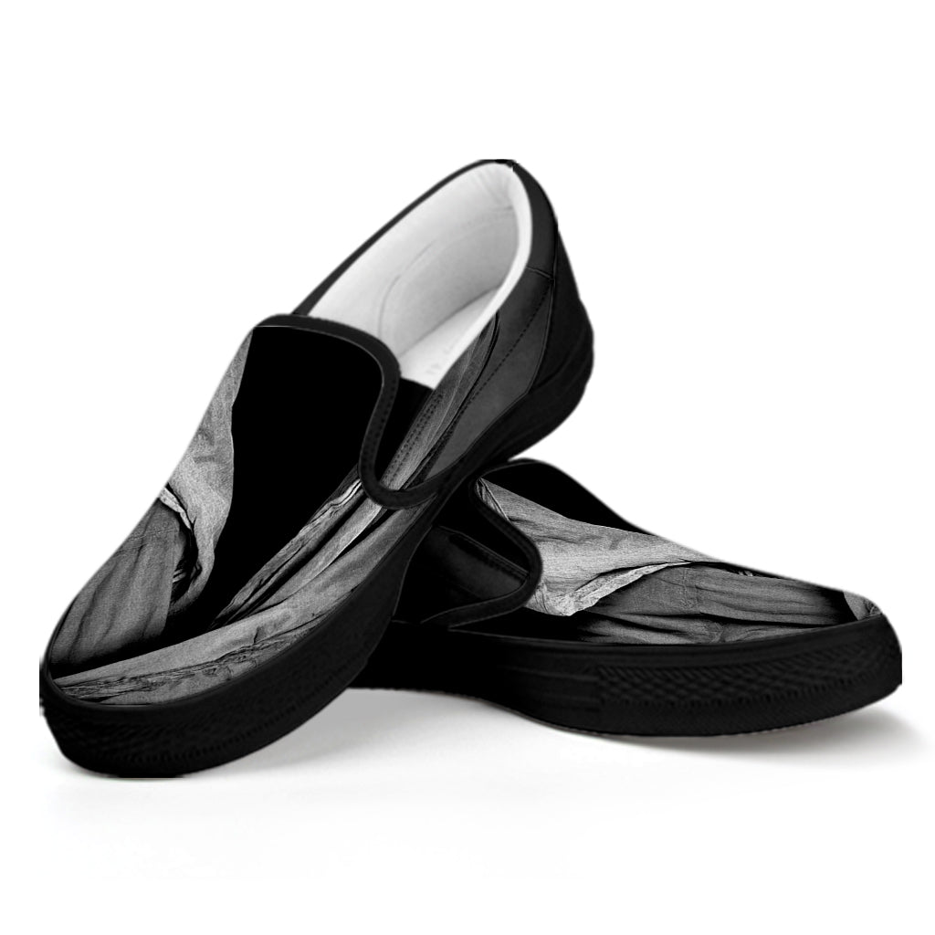 Ghost In The Darkness 3D Print Black Slip On Shoes