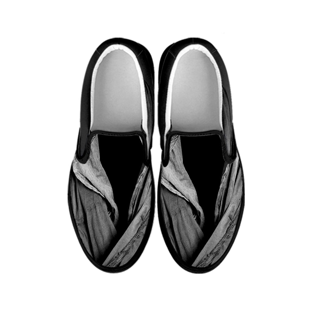 Ghost In The Darkness 3D Print Black Slip On Shoes