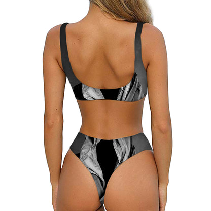 Ghost In The Darkness 3D Print Front Bow Tie Bikini