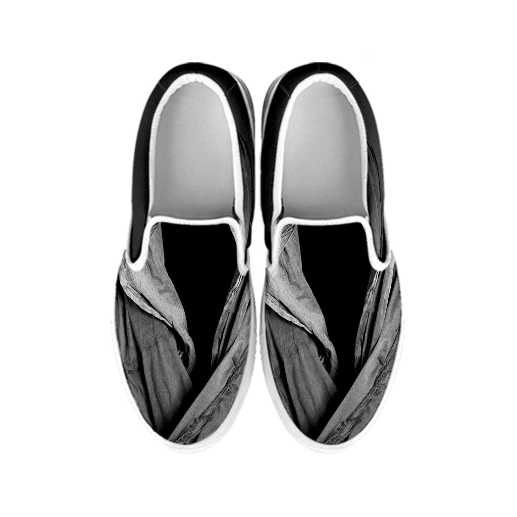 Ghost In The Darkness 3D Print White Slip On Shoes