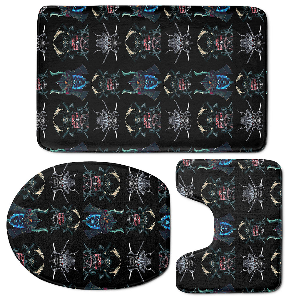 Ghost Samurai Mask Pattern Print 3 Piece Bath Mat Set
