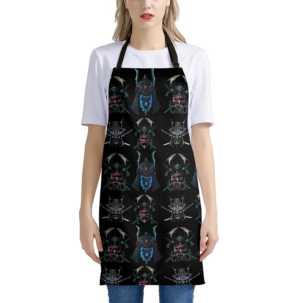 Ghost Samurai Mask Pattern Print Apron