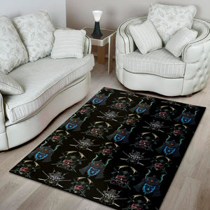 Ghost Samurai Mask Pattern Print Area Rug