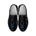 Ghost Samurai Mask Pattern Print Black Slip On Shoes