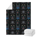 Ghost Samurai Mask Pattern Print Blanket