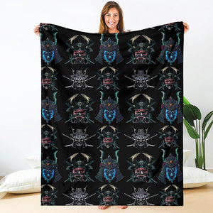 Ghost Samurai Mask Pattern Print Blanket