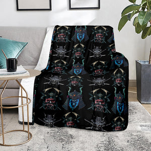 Ghost Samurai Mask Pattern Print Blanket