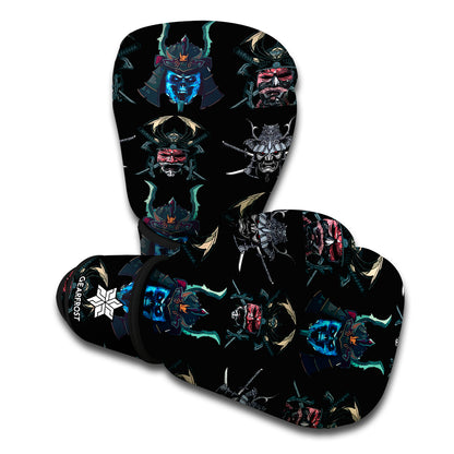Ghost Samurai Mask Pattern Print Boxing Gloves
