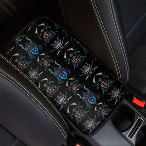 Ghost Samurai Mask Pattern Print Car Center Console Cover