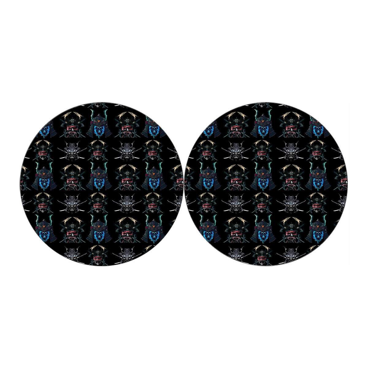 Ghost Samurai Mask Pattern Print Car Coasters