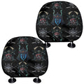 Ghost Samurai Mask Pattern Print Car Headrest Covers