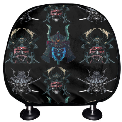 Ghost Samurai Mask Pattern Print Car Headrest Covers