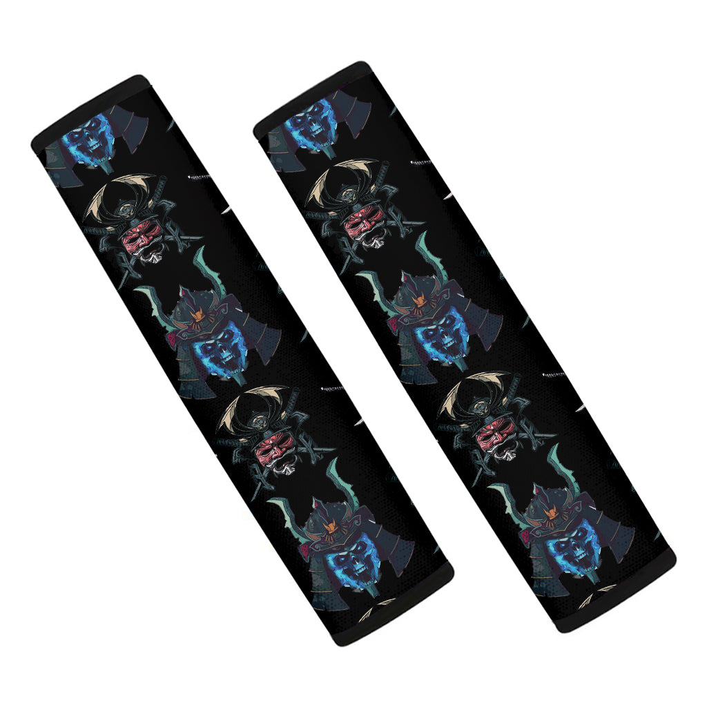 Ghost Samurai Mask Pattern Print Car Seat Belt Covers