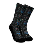 Ghost Samurai Mask Pattern Print Crew Socks