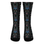Ghost Samurai Mask Pattern Print Crew Socks
