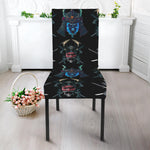 Ghost Samurai Mask Pattern Print Dining Chair Slipcover