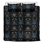 Ghost Samurai Mask Pattern Print Duvet Cover Bedding Set