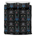 Ghost Samurai Mask Pattern Print Duvet Cover Bedding Set