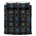 Ghost Samurai Mask Pattern Print Duvet Cover Bedding Set