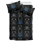 Ghost Samurai Mask Pattern Print Duvet Cover Bedding Set