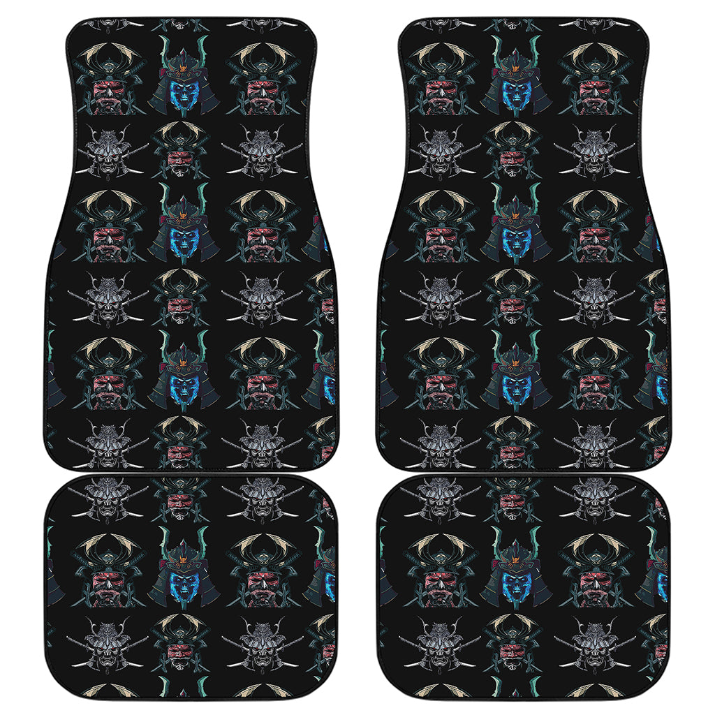 Ghost Samurai Mask Pattern Print Front and Back Car Floor Mats