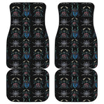 Ghost Samurai Mask Pattern Print Front and Back Car Floor Mats