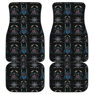 Ghost Samurai Mask Pattern Print Front and Back Car Floor Mats