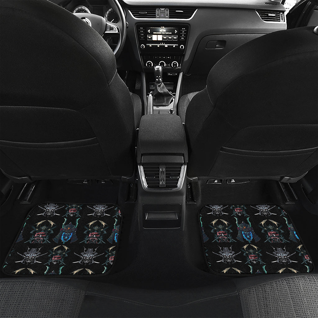 Ghost Samurai Mask Pattern Print Front and Back Car Floor Mats