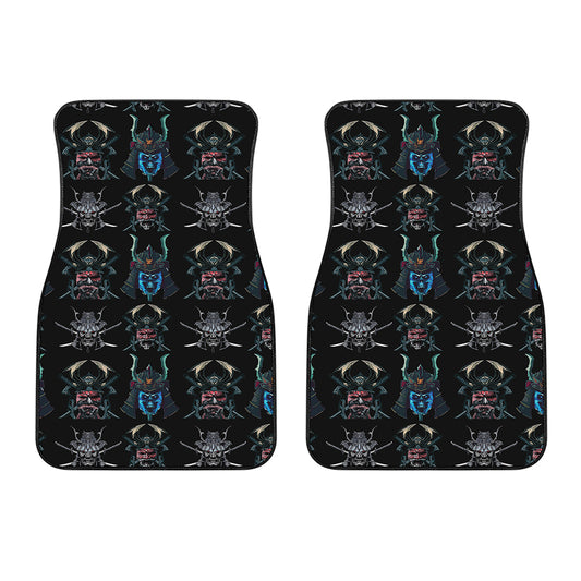 Ghost Samurai Mask Pattern Print Front Car Floor Mats