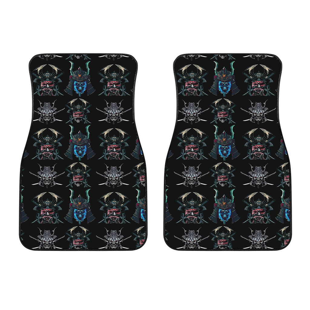 Ghost Samurai Mask Pattern Print Front Car Floor Mats