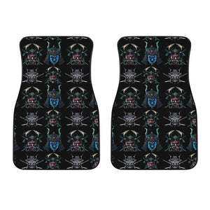 Ghost Samurai Mask Pattern Print Front Car Floor Mats