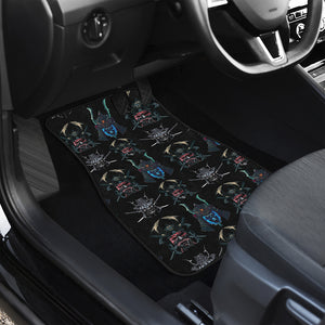 Ghost Samurai Mask Pattern Print Front Car Floor Mats