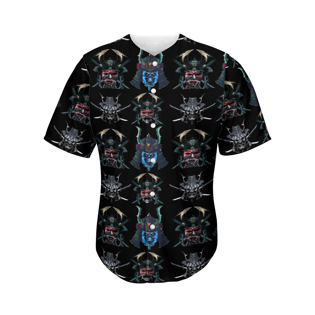 Ghost Samurai Mask Pattern Print Men's Baseball Jersey