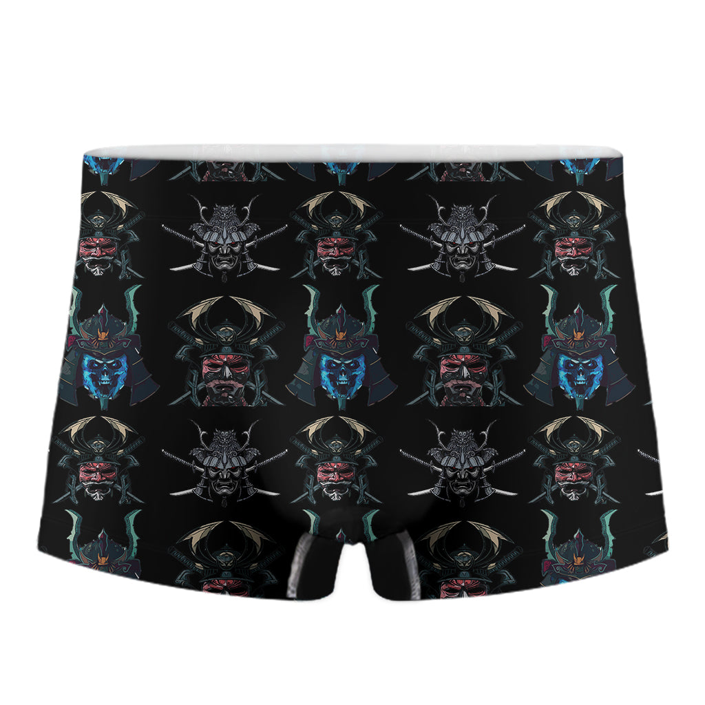 Ghost Samurai Mask Pattern Print Men's Boxer Briefs