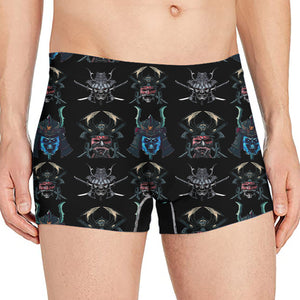 Ghost Samurai Mask Pattern Print Men's Boxer Briefs