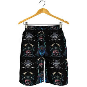 Ghost Samurai Mask Pattern Print Men's Shorts