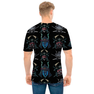 Ghost Samurai Mask Pattern Print Men's T-Shirt