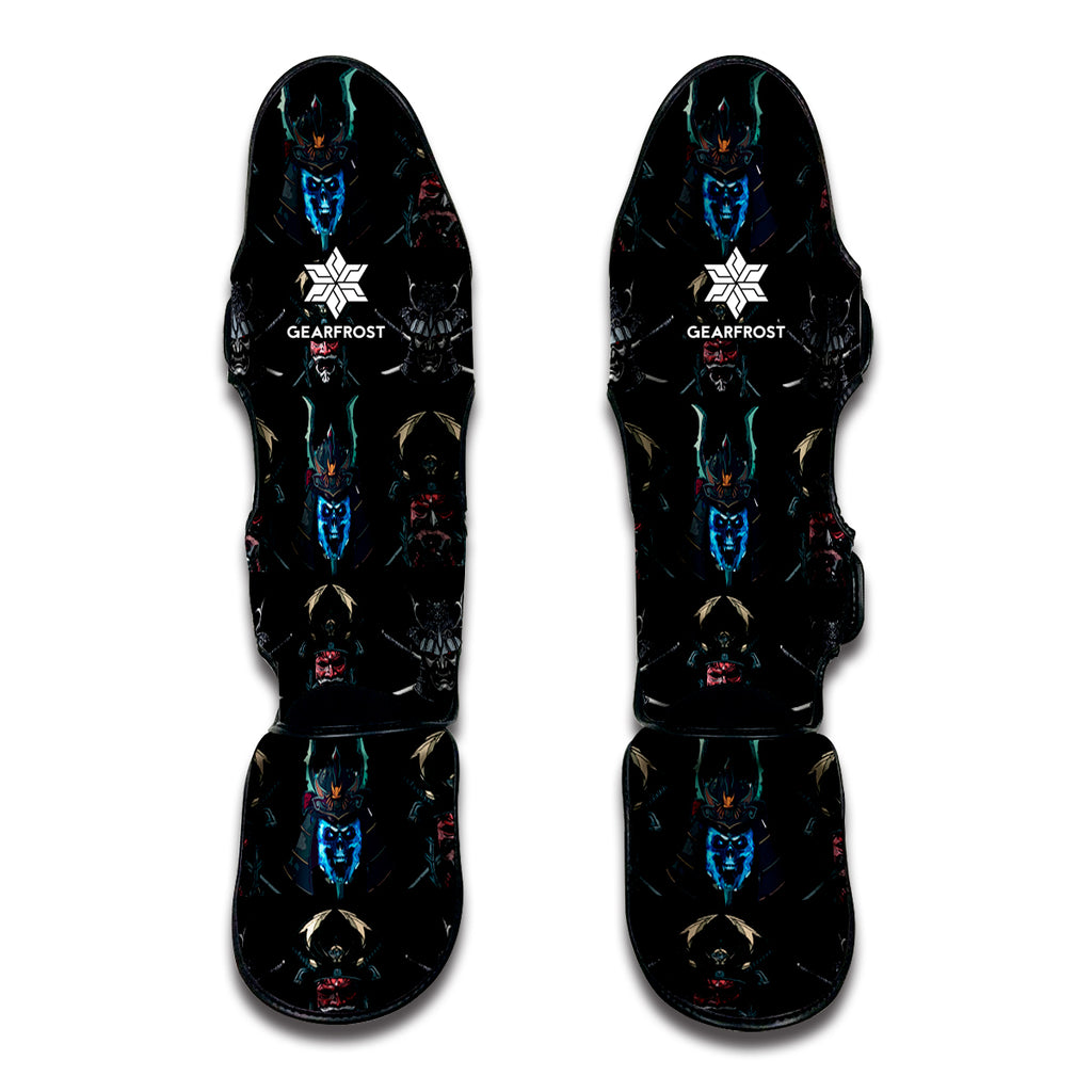 Ghost Samurai Mask Pattern Print Muay Thai Shin Guard