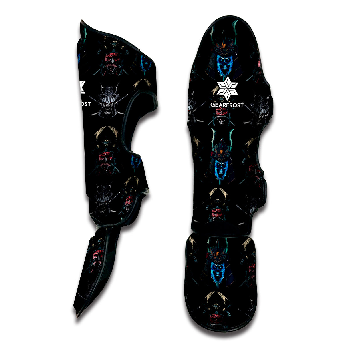 Ghost Samurai Mask Pattern Print Muay Thai Shin Guard